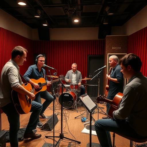 Musicisti che registrano in uno studio professionale.